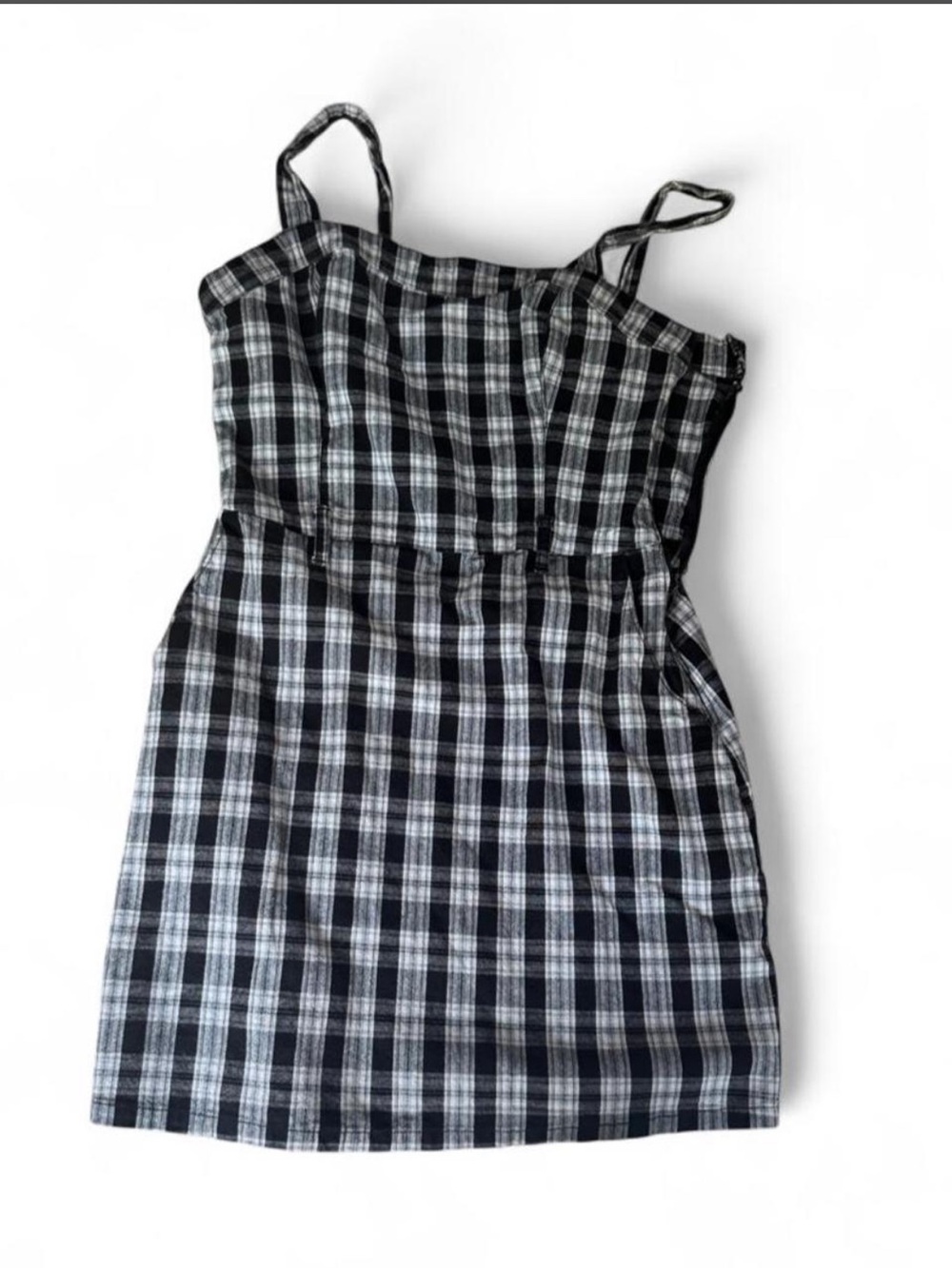 Plaid Black & White Spaghetti Strap Dress